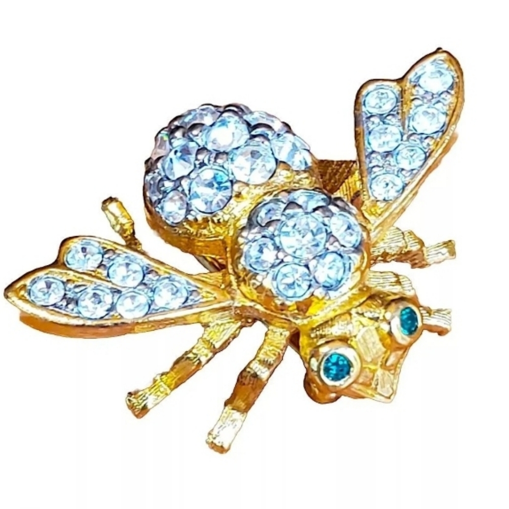 Adorable JOAN RIVERS Signed Crystal Clear Swarovski Crystals Bee Pin Rare Vintag